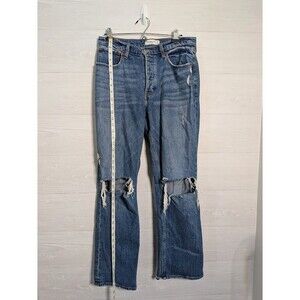 Abercrombie & Fitch 90s Baggy Low Rise Jeans 28 6R Distressed Button Fly Blue